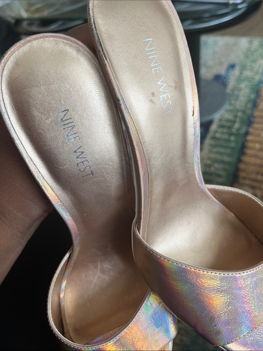 ROSE GOLD NINE WEST OPEN TOE HEELS SANDALS SZ 11 - Picture 5 of 7